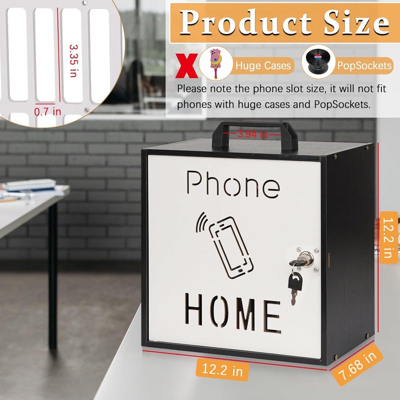 Lzttyee Cell Phone Holder Classroom 33 Slots Wooden Cell Phone Storage Cabinet Pocket Chart with Handle and Security Lock for Classroom Office (33 Grid Cabinet Black) - Image 2